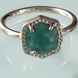 Kendra Scott Davie Dark Teal Amazonite Gold Ring, size 6, preloved